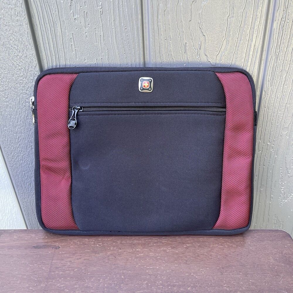 Swiss Gear Wenger Lunar Black And Red Tablet Sleeve Pouch Zipper Closure